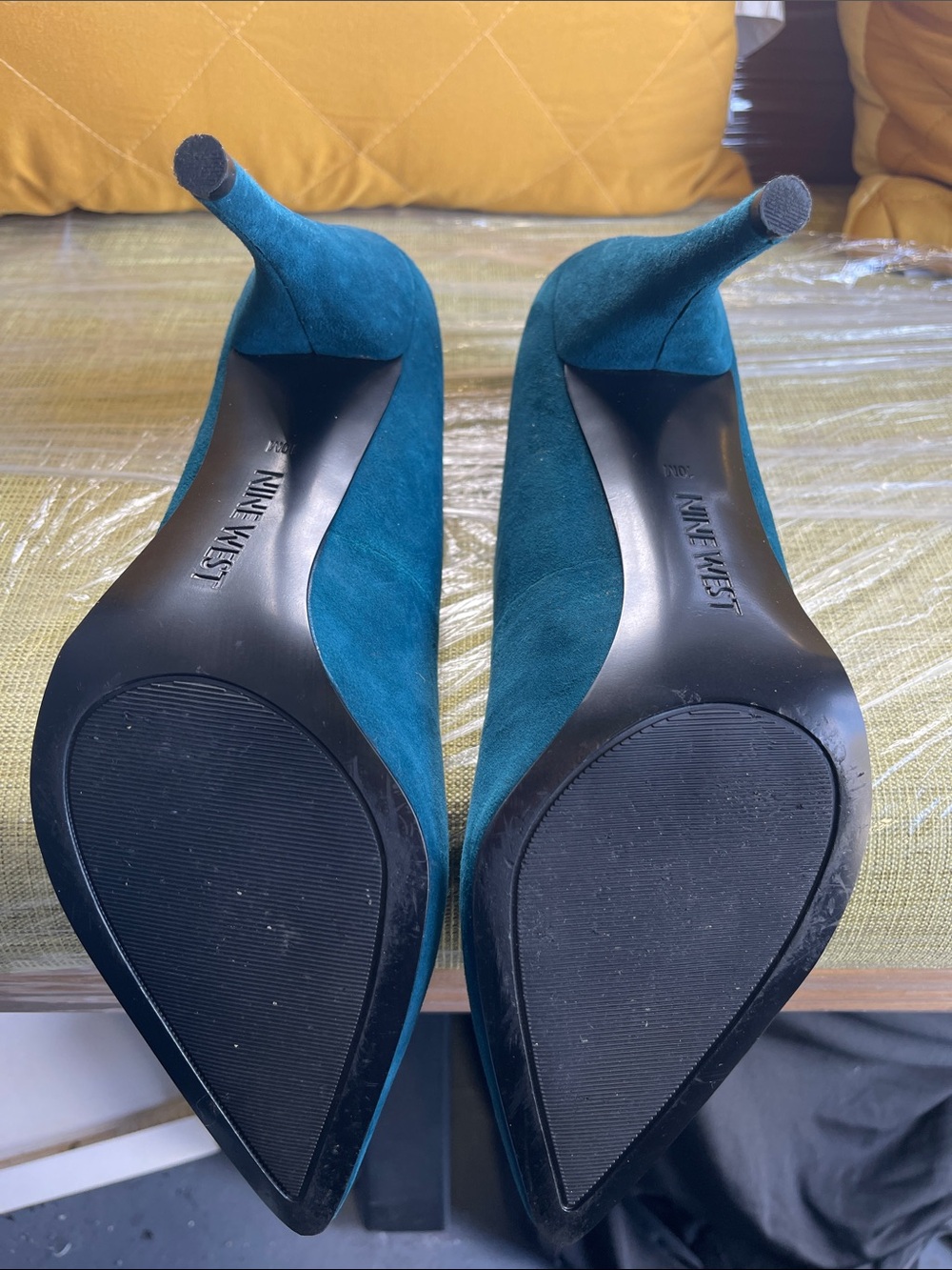 Nine West Teal Blue Suede Pointed-Toe Pumps - Picture 7 of 9